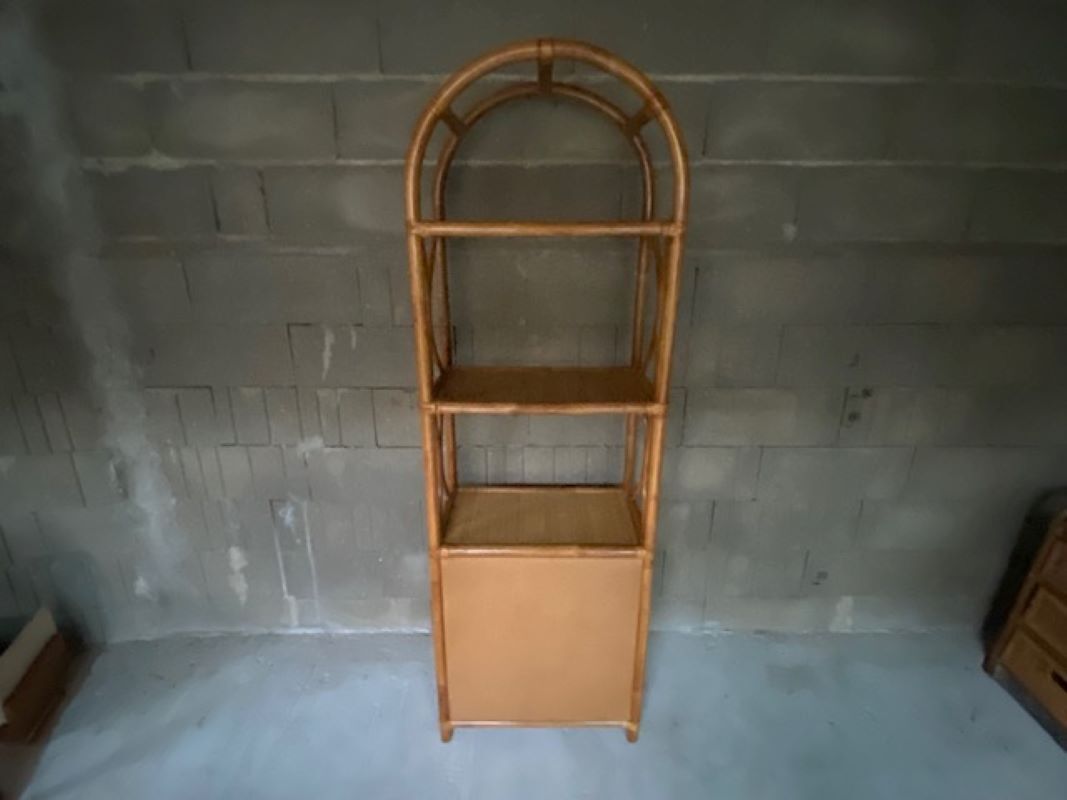Vintage rattan bookcase 70s