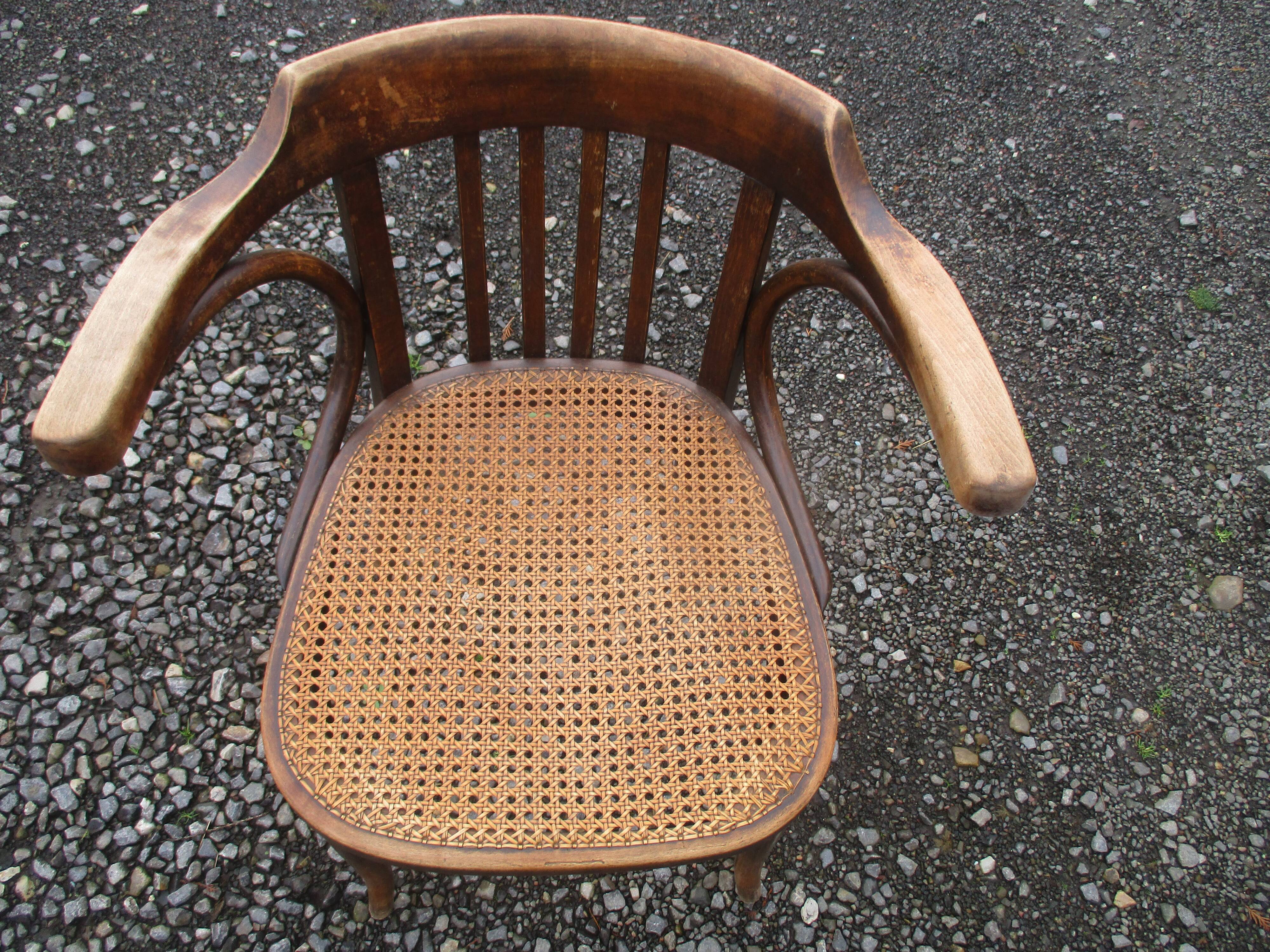 Canned bentwood armchair