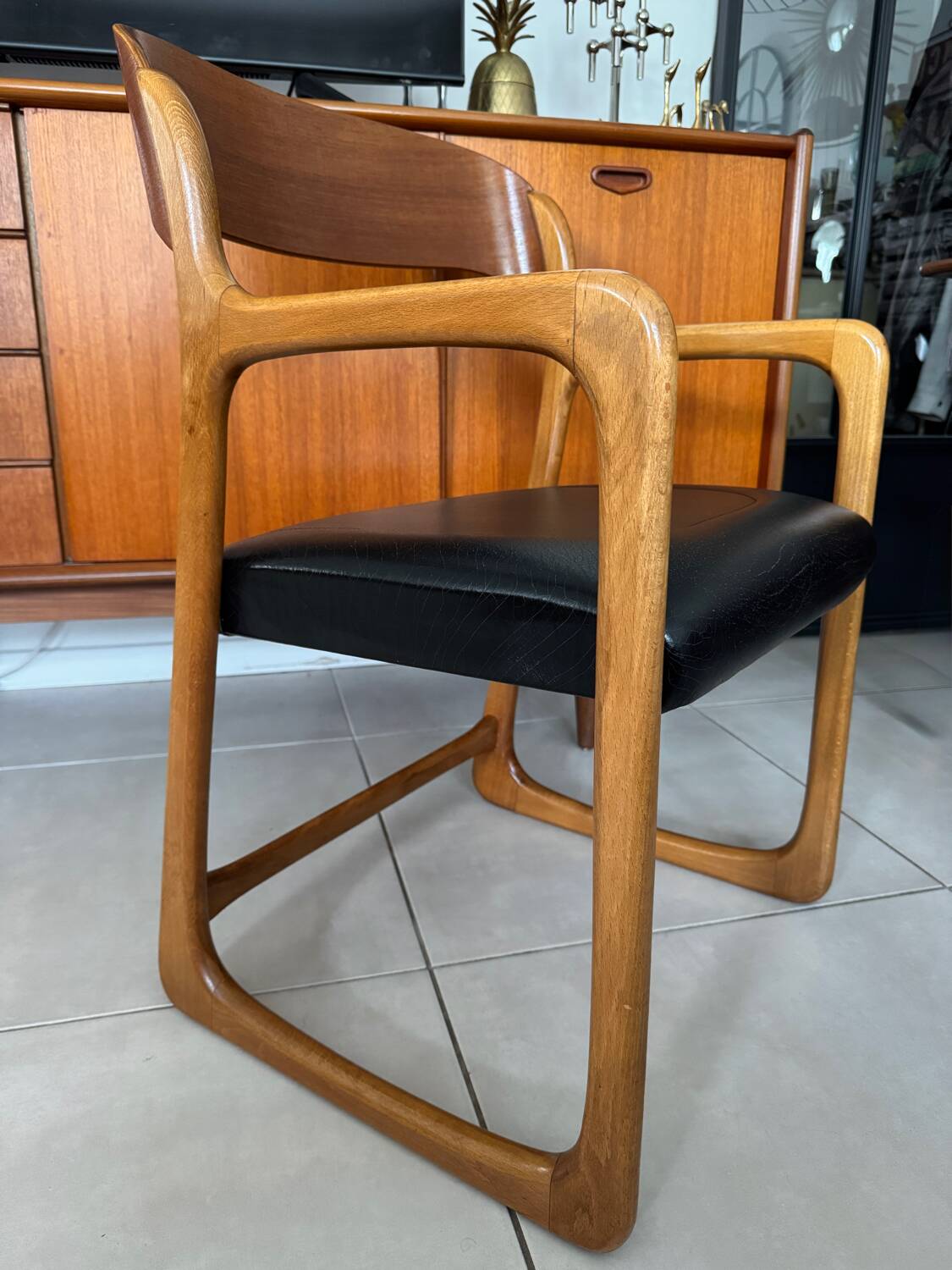 Vintage Baumann sleigh armchair