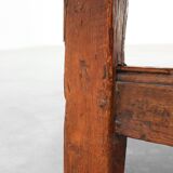 17th Century Spanish Brutalist coffee table in wood and wrought iron