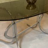Smoked glass and chrome table circa 1970