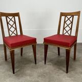 Pair of 1950s wooden cross-braced chairs