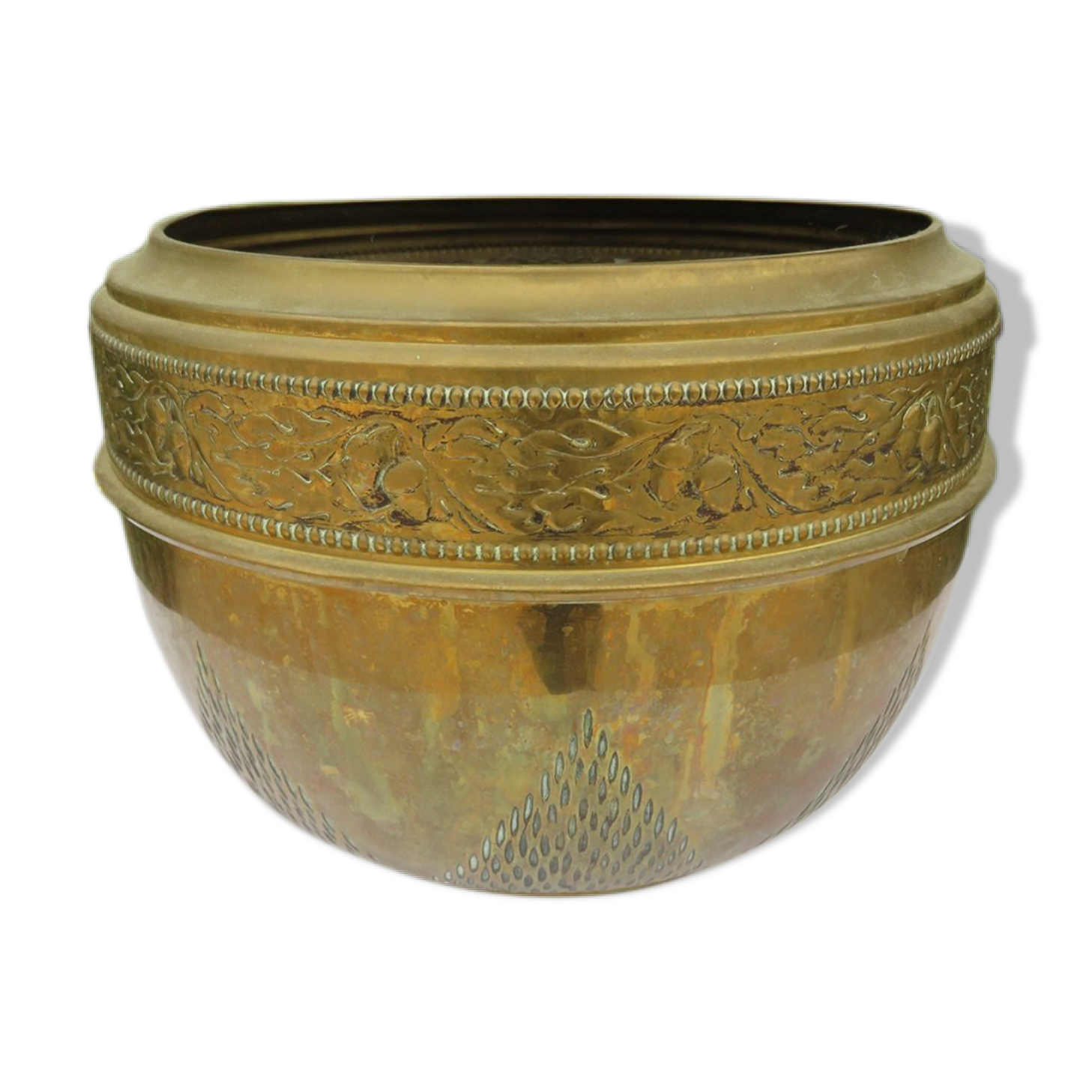 Art deco brass pot cover