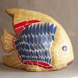 Fish figurine made in trencadis style mosaic. Fish sculpture.