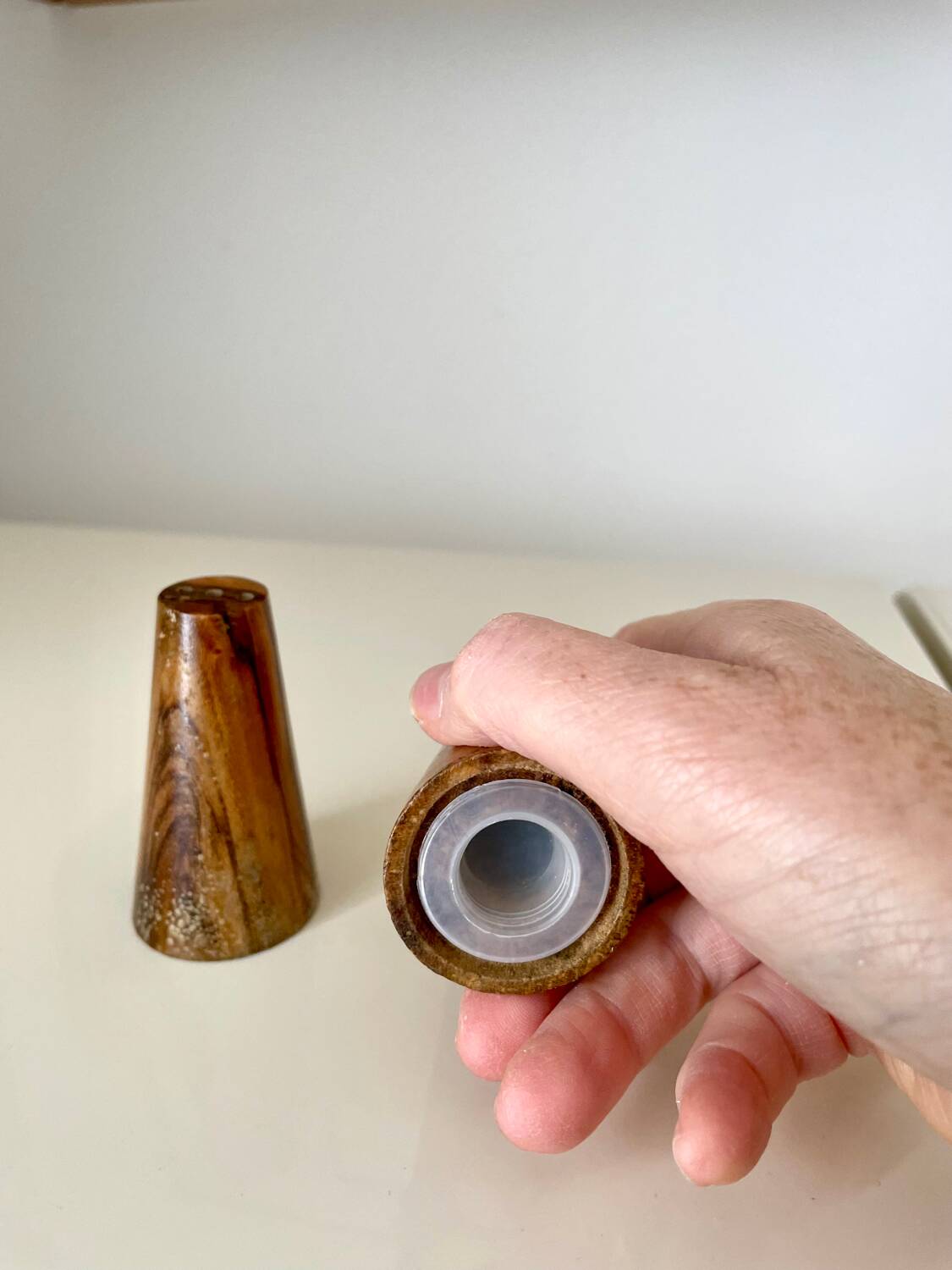 Vintage olive wood salt and pepper set