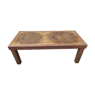 Rectangular coffee table wood and ceramic Vallauris Jean D'Asti