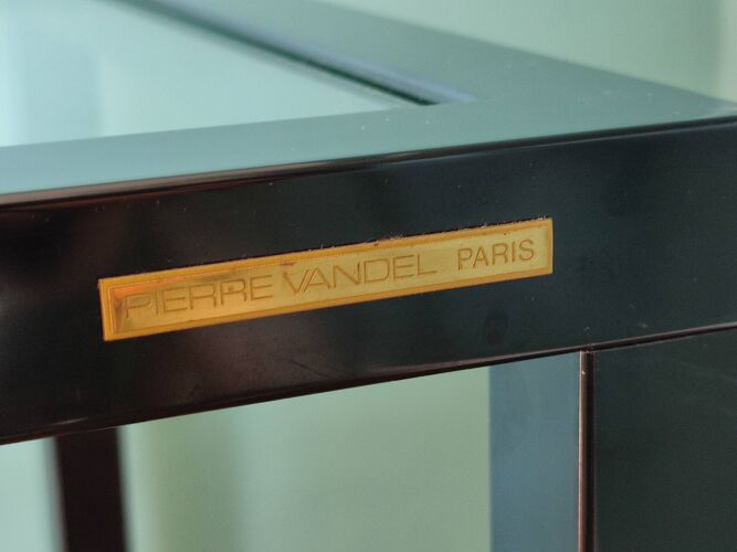 Bout de canapé en métal et verre Pierre Vandel