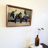 Mid-Century Modern Swedish "Altea" Vintage Abstract Figurative Oil Painting, Framed