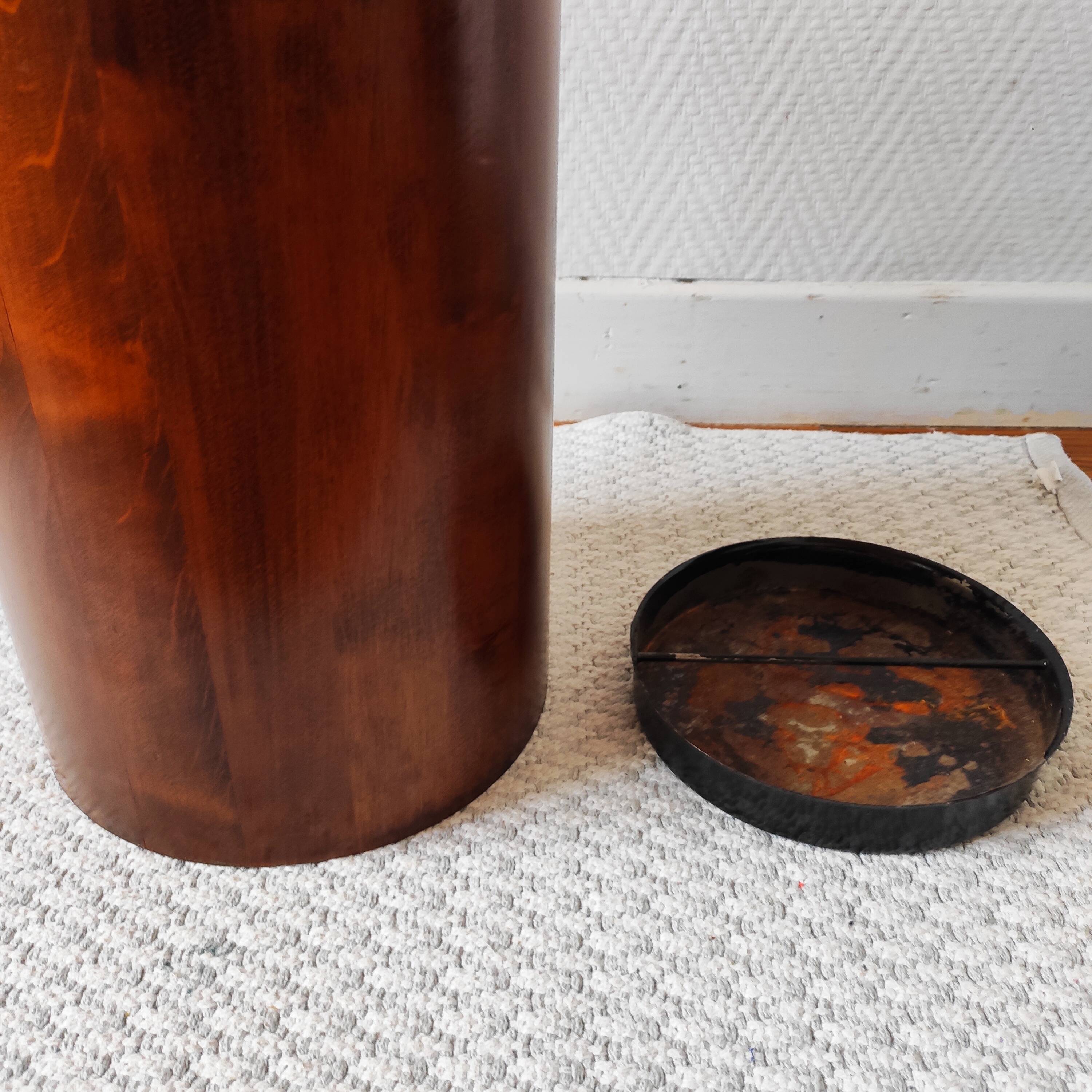 Brutalist sculptural wooden umbrella stand from the 1970s.