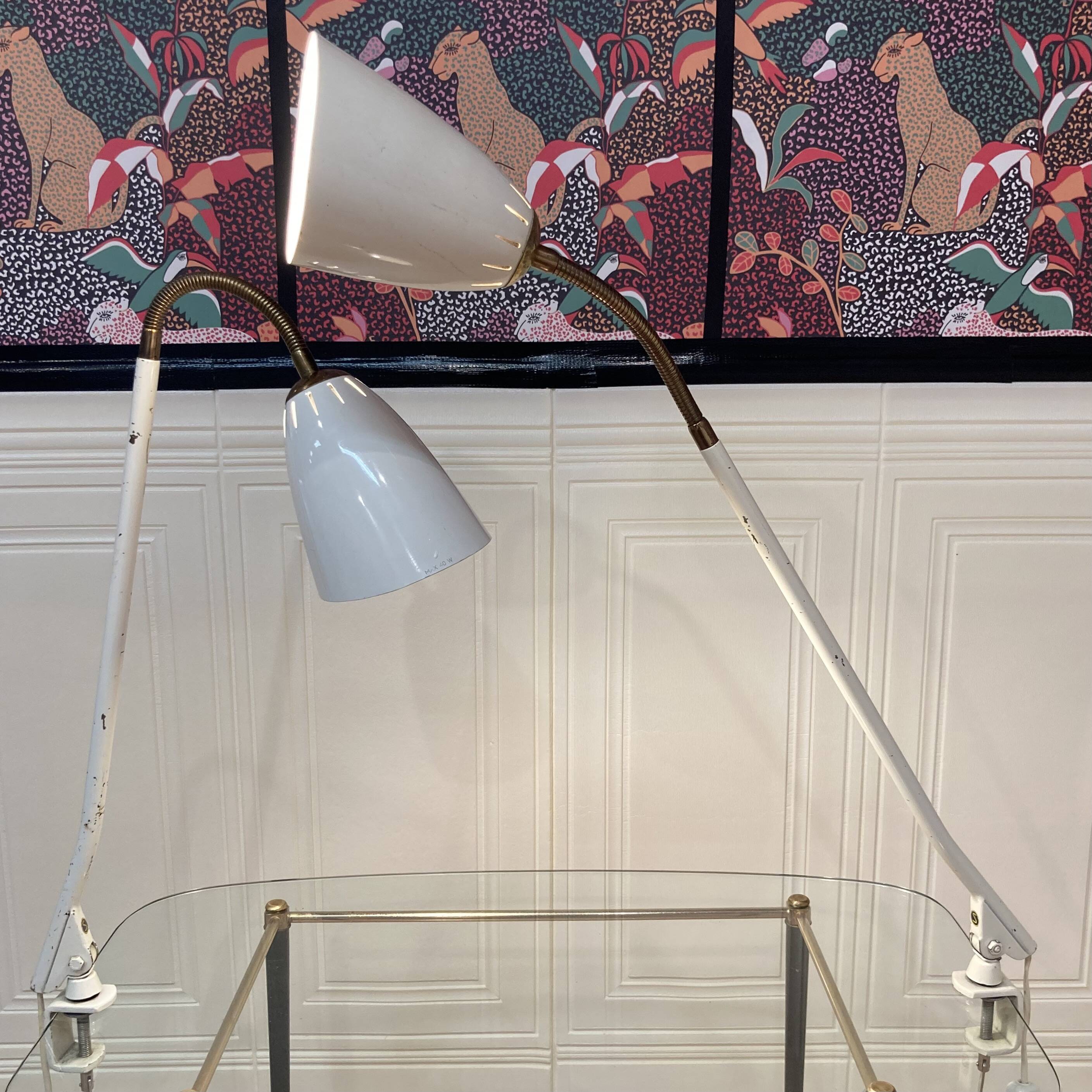 Pair of large modular scandinavian design wall lights from the 1950s.