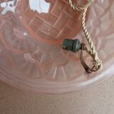 Ceiling light / Art Nouveau chandelier in pressed molded glass in working order - Degué