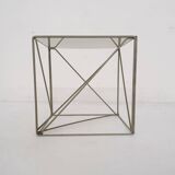 Rare metal and glass side table by Max Sauze, Isocele, France 1960's