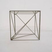 Rare metal and glass side table by Max Sauze, Isocele, France 1960's