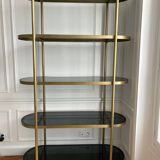 Shelf on brass and smoked glass feet