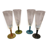 Four vintage stemmed glasses