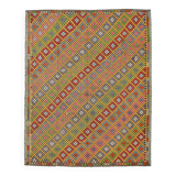 7x9 Yellow Green Handmade Wool Scandinavian Kilim Rug