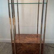 Belgochrom OR 23K side table and elm magnifying glass from the 1970s.