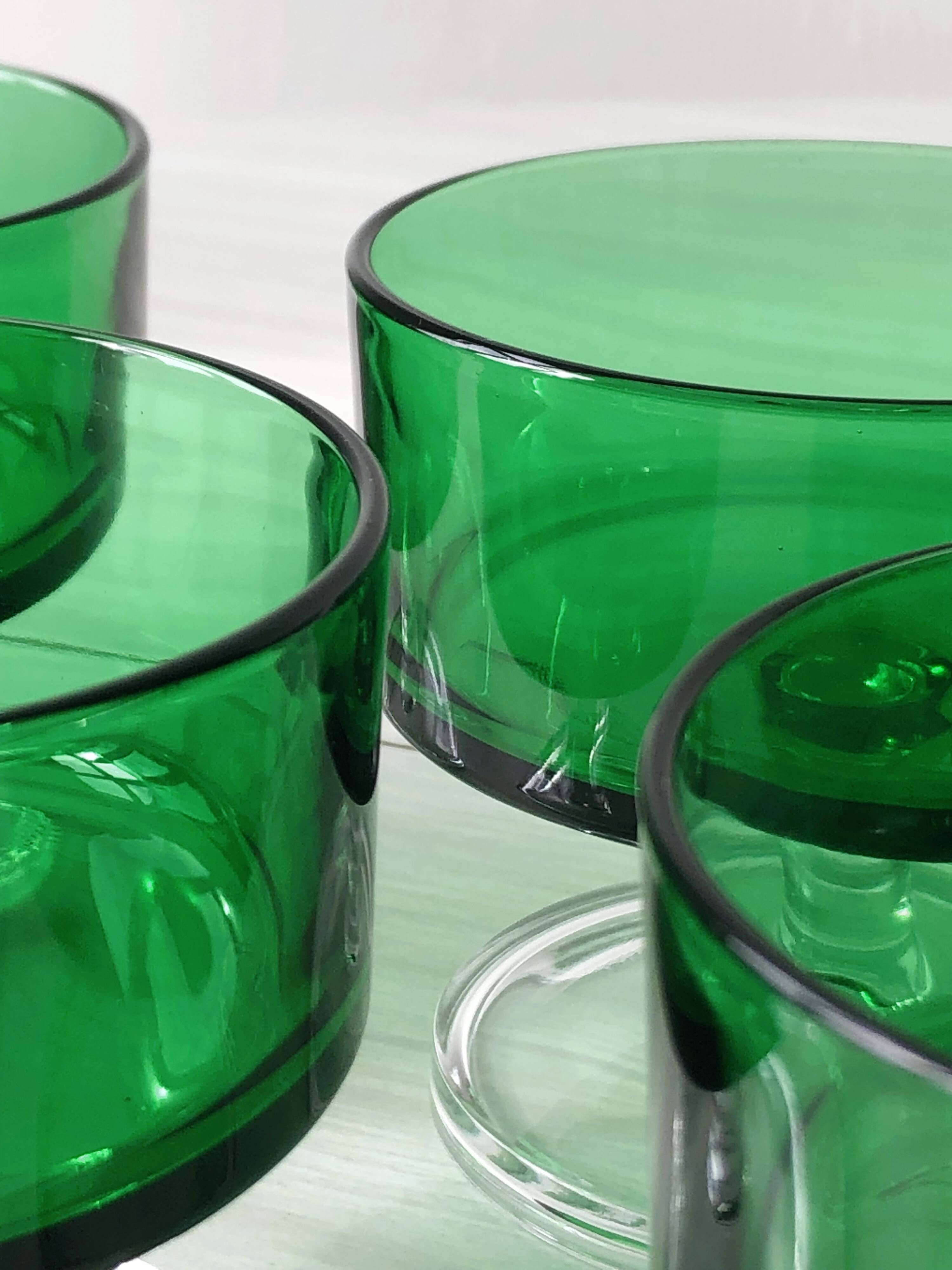 6 translucent green champagne glasses, Cavalier Luminarc dessert glasses