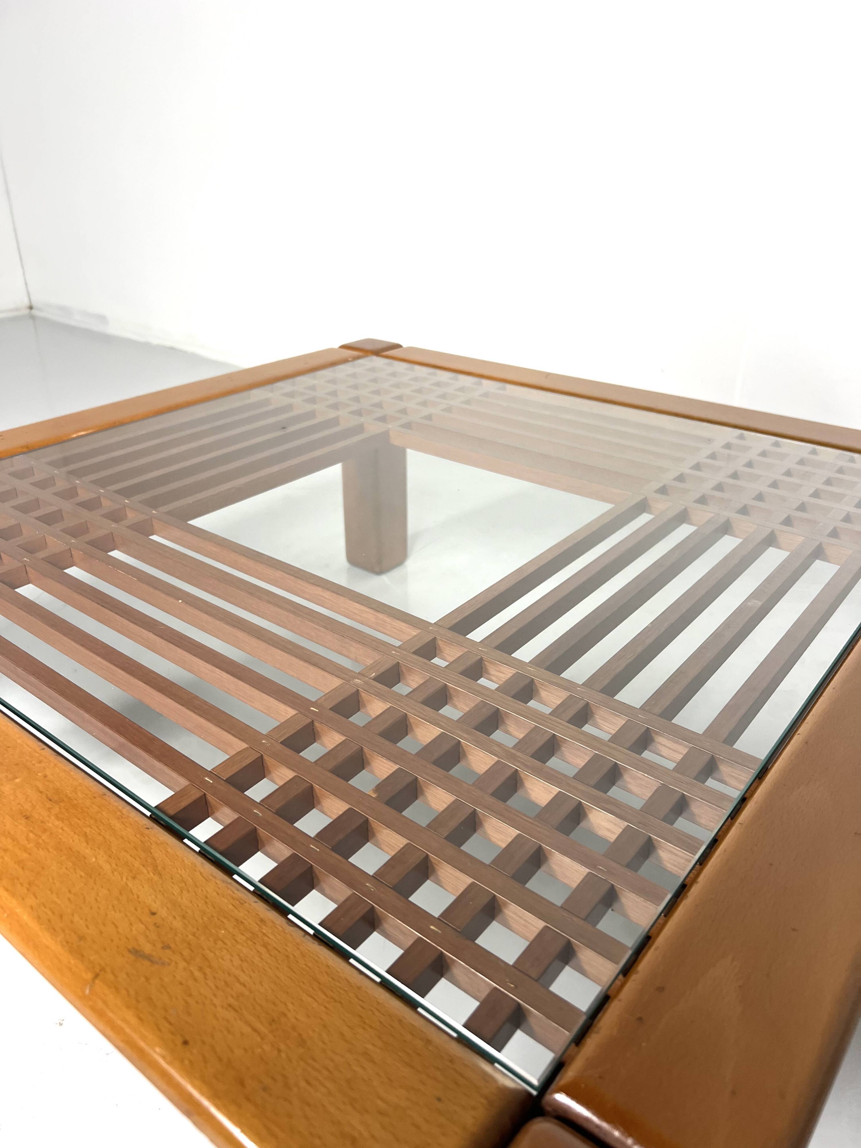 Mid-Century Coffee Table, Wood and Glass, Italy