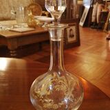 Ancienne carafe en cristal décor doré