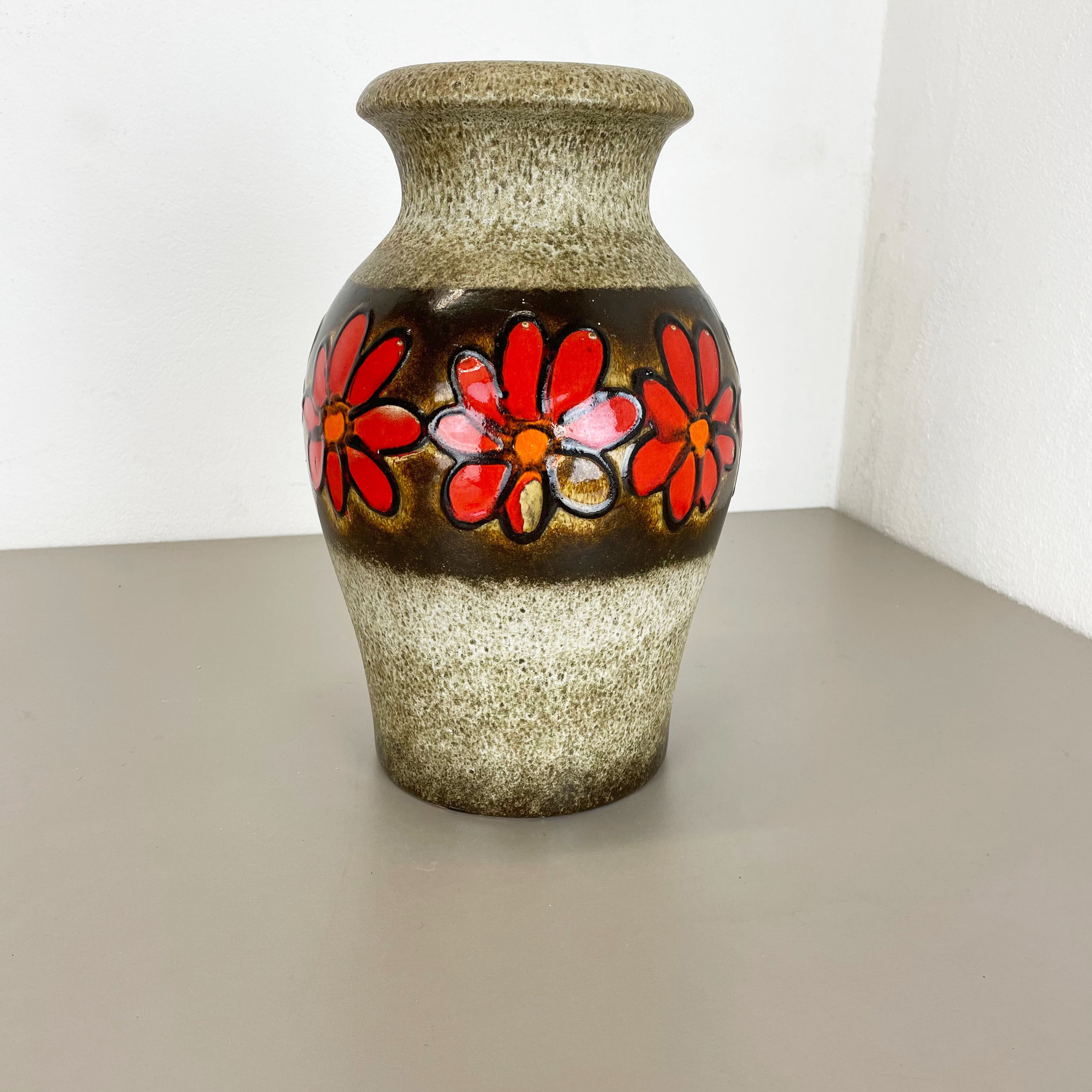 Pottery fat lava multi-color floor vase made by Scheurich, 1970s