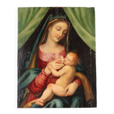 Ancient painting of the Virgin Mary with the Child Jesus, 16th century.