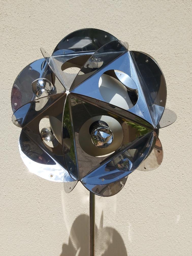 Vintage Sputnik chrome metal lamp 70s