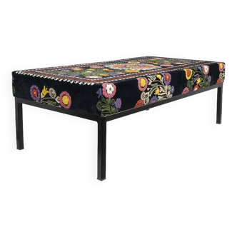 Handmade Ottoman Suzani Covered Bench from Anatolia