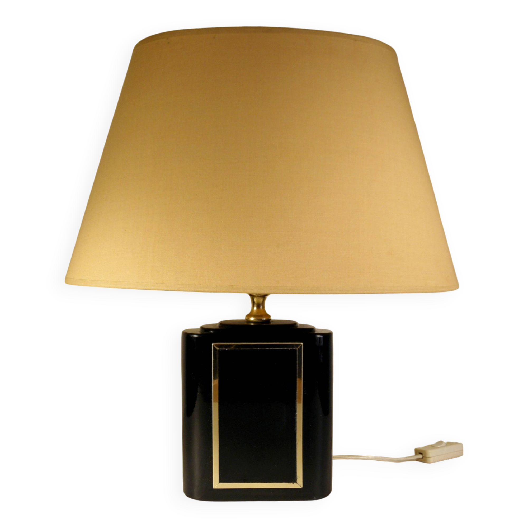 Lampe de table noir et or annees 70-80