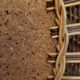 Woven rattan mirror, sunburst, vintage flower