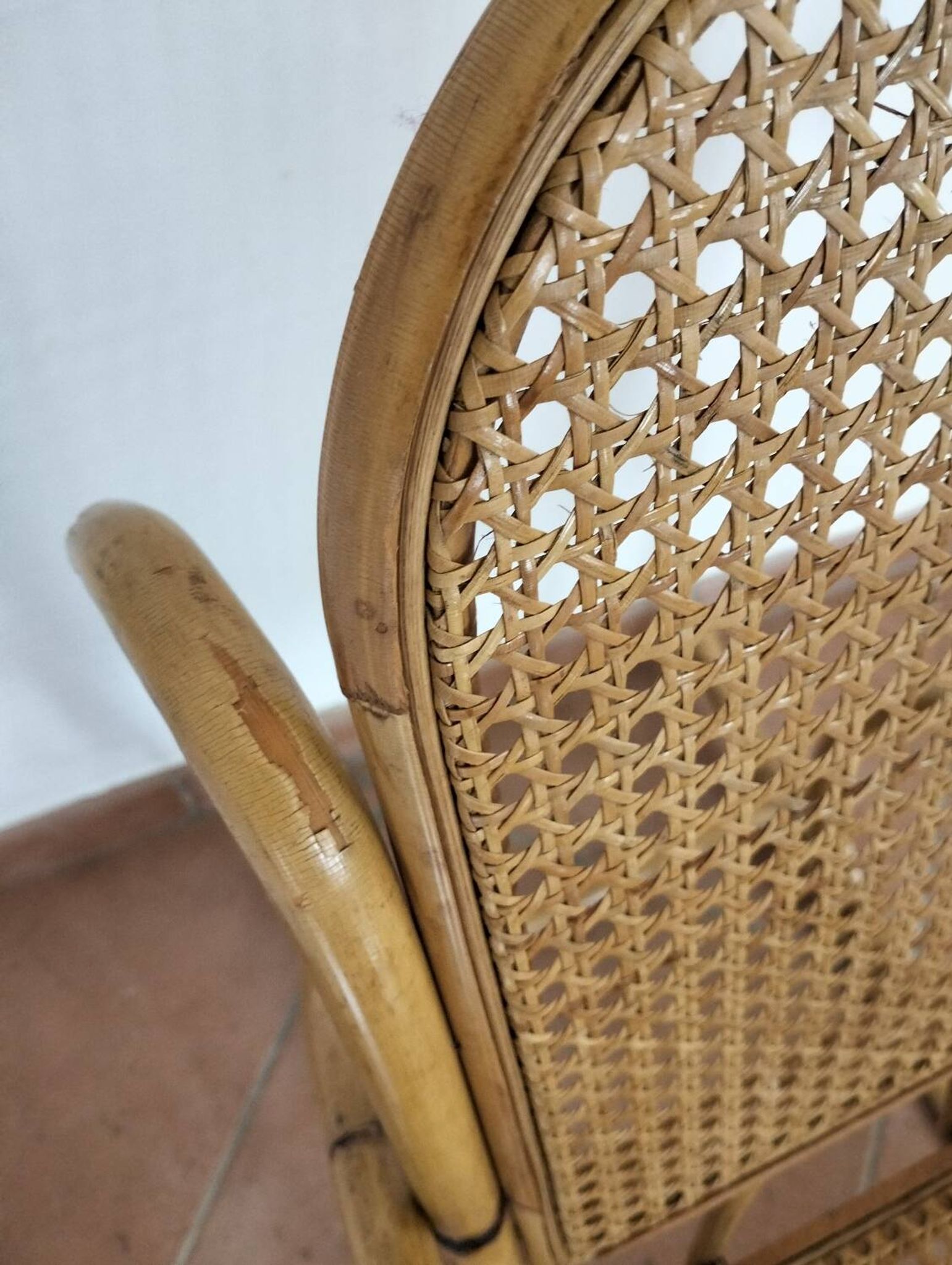 Child's rocking chair in bamboo and cane