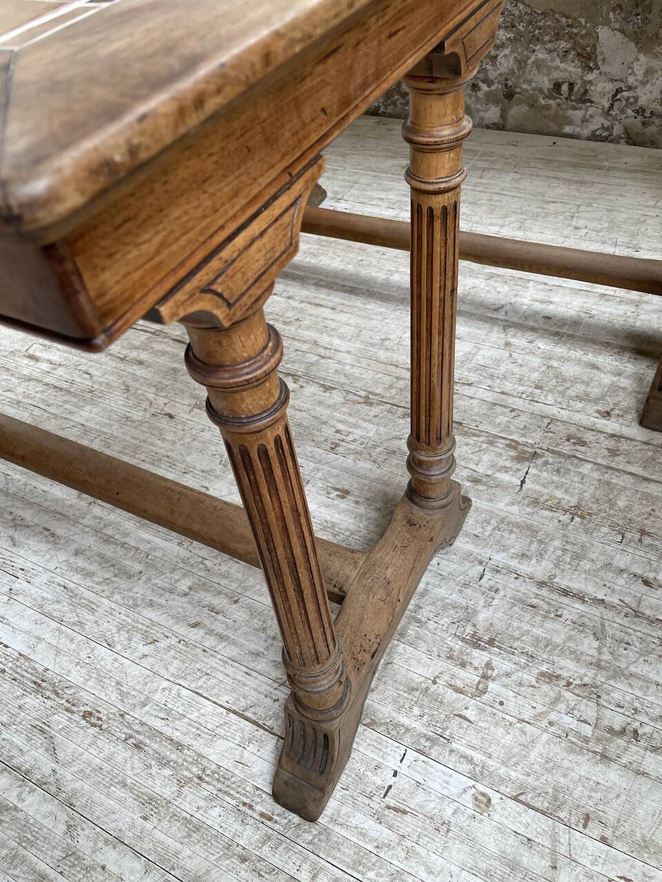 Set of two bistro tables in walnut and tiling from 1890.