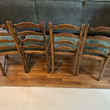 4 antique chairs with green velvet upholstery