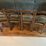 4 antique chairs with green velvet upholstery