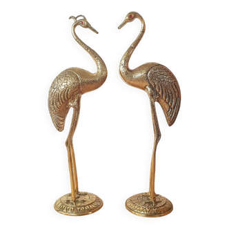 Couple of XXL Herons in brass