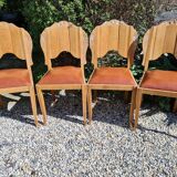 Set of art deco chairs in wood and skaï