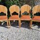 Set of art deco chairs in wood and skaï