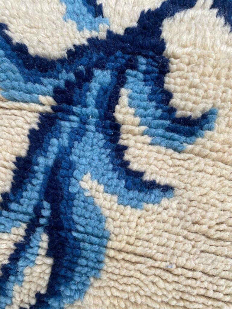 Cogolin carpet hand-knotted vintage France 128x70 cm