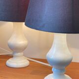 Pair of Vintage Alabaster Stone Lamps
