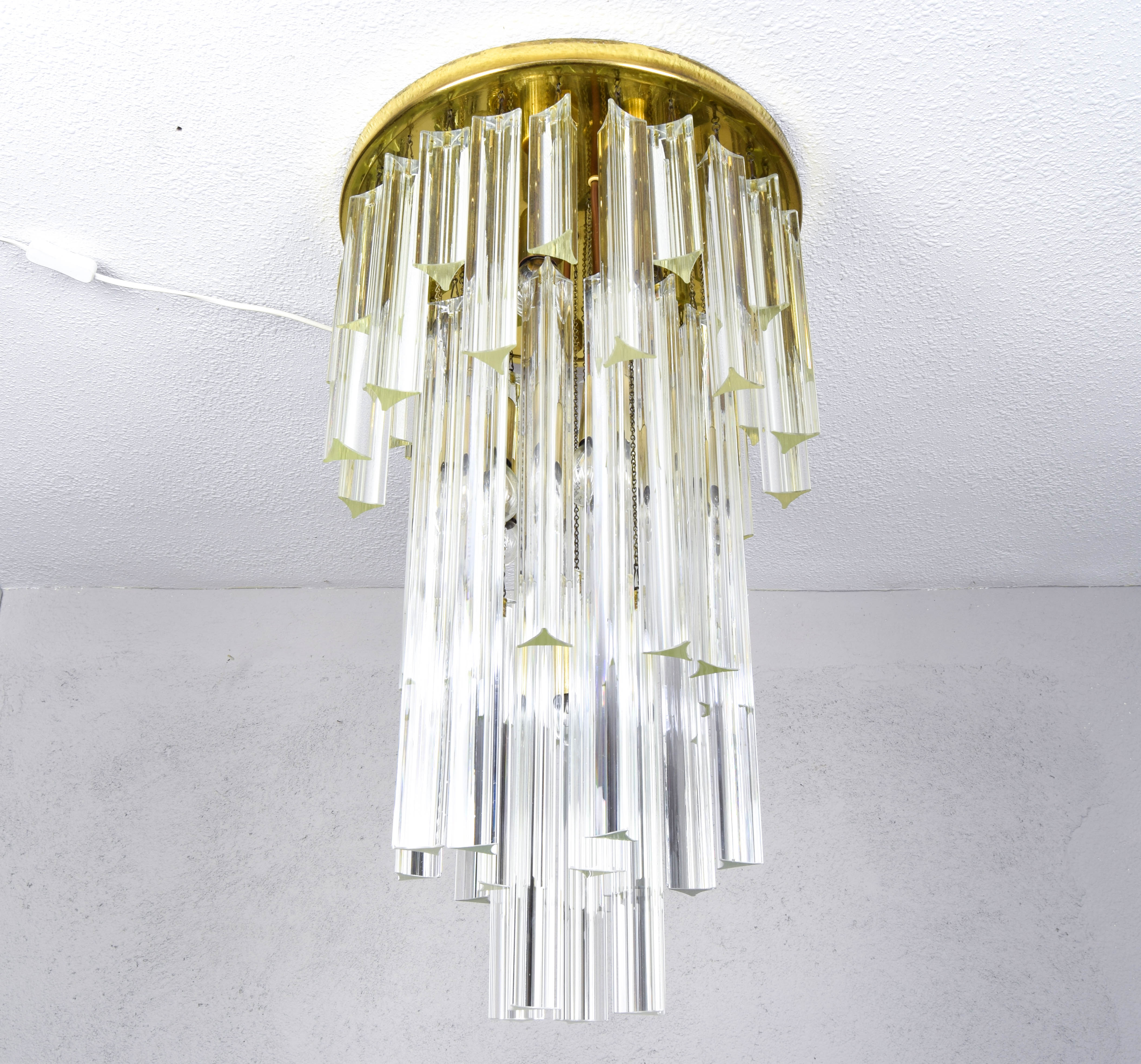 Venini Murano glass waterfall ceiling light Triedri