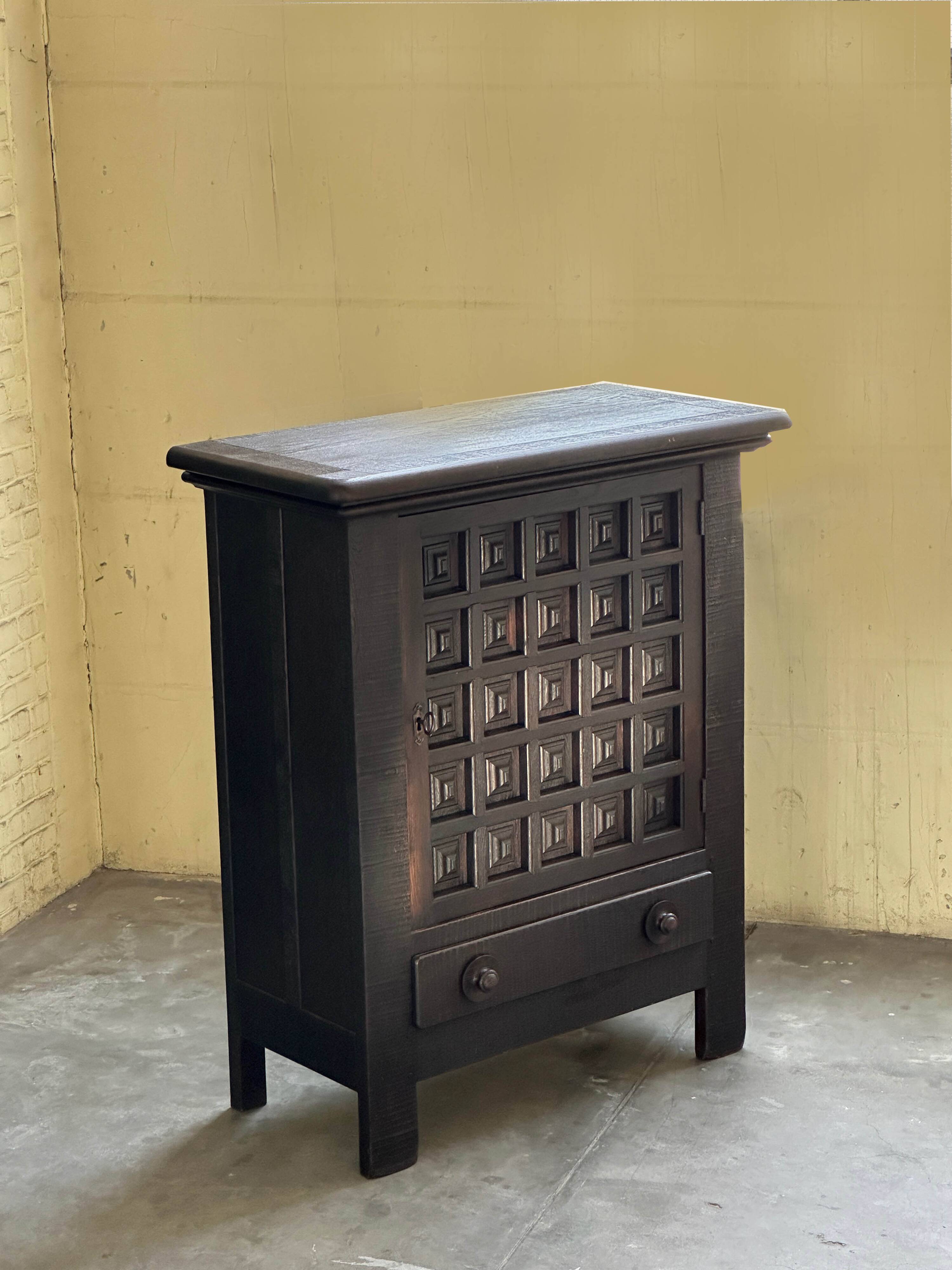 Spanish Brutalist Cabinet in Stained Pine 60s