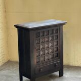 Cabinet brutaliste espagnol en pin teinté des années 60