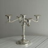 large five-branch silver-plated metal candlestick