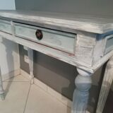 Desk / console painted and patinated 2 drawers