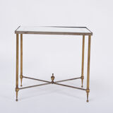 Set of Three Hollywood Regency Brass an Glass Nesting Tables Maison Jansen Style