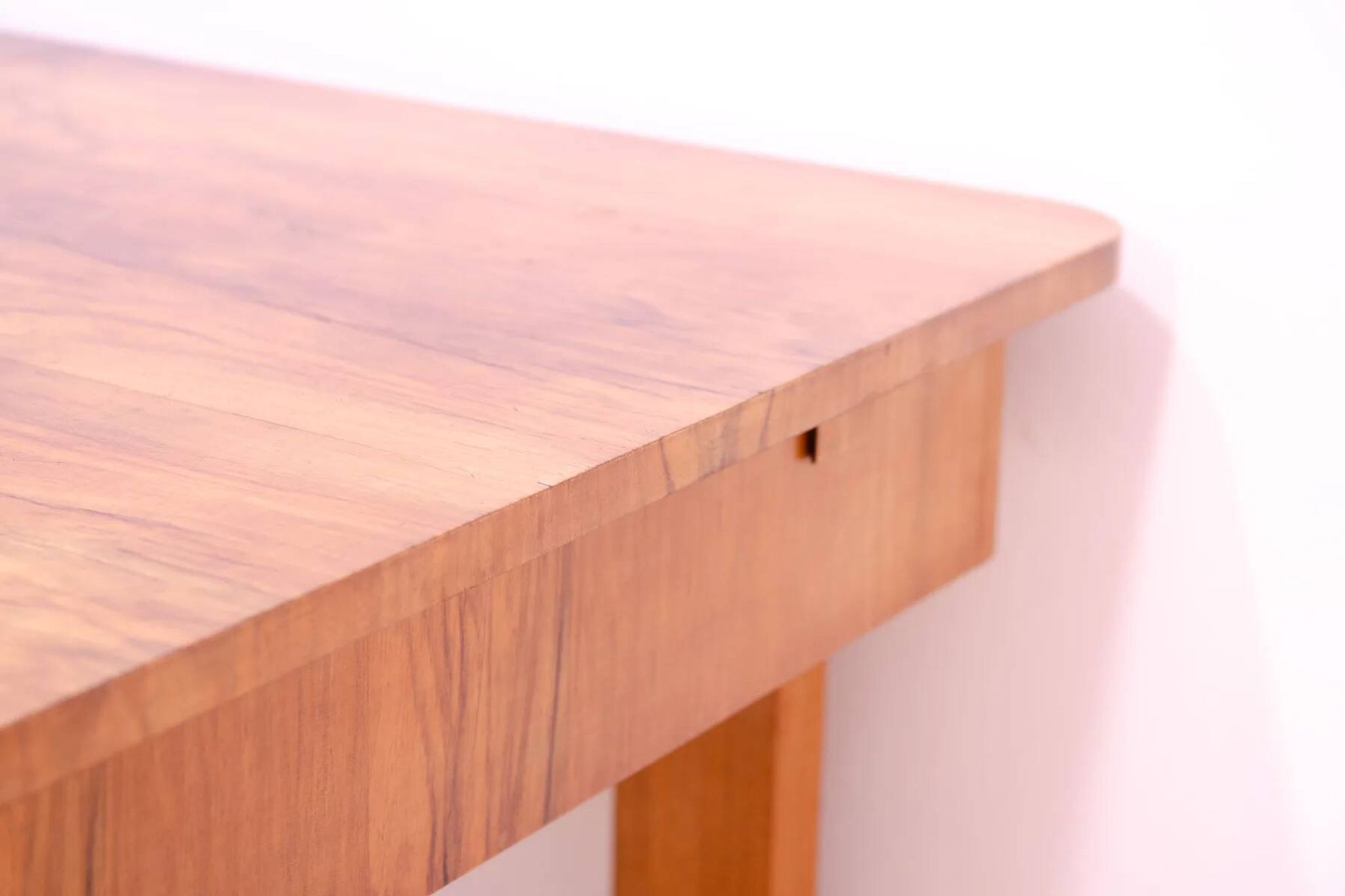 Walnut adjustable dining table, 1930s, Czechoslovakia