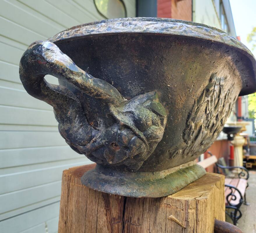 Antique cast iron flower planter jardiniere