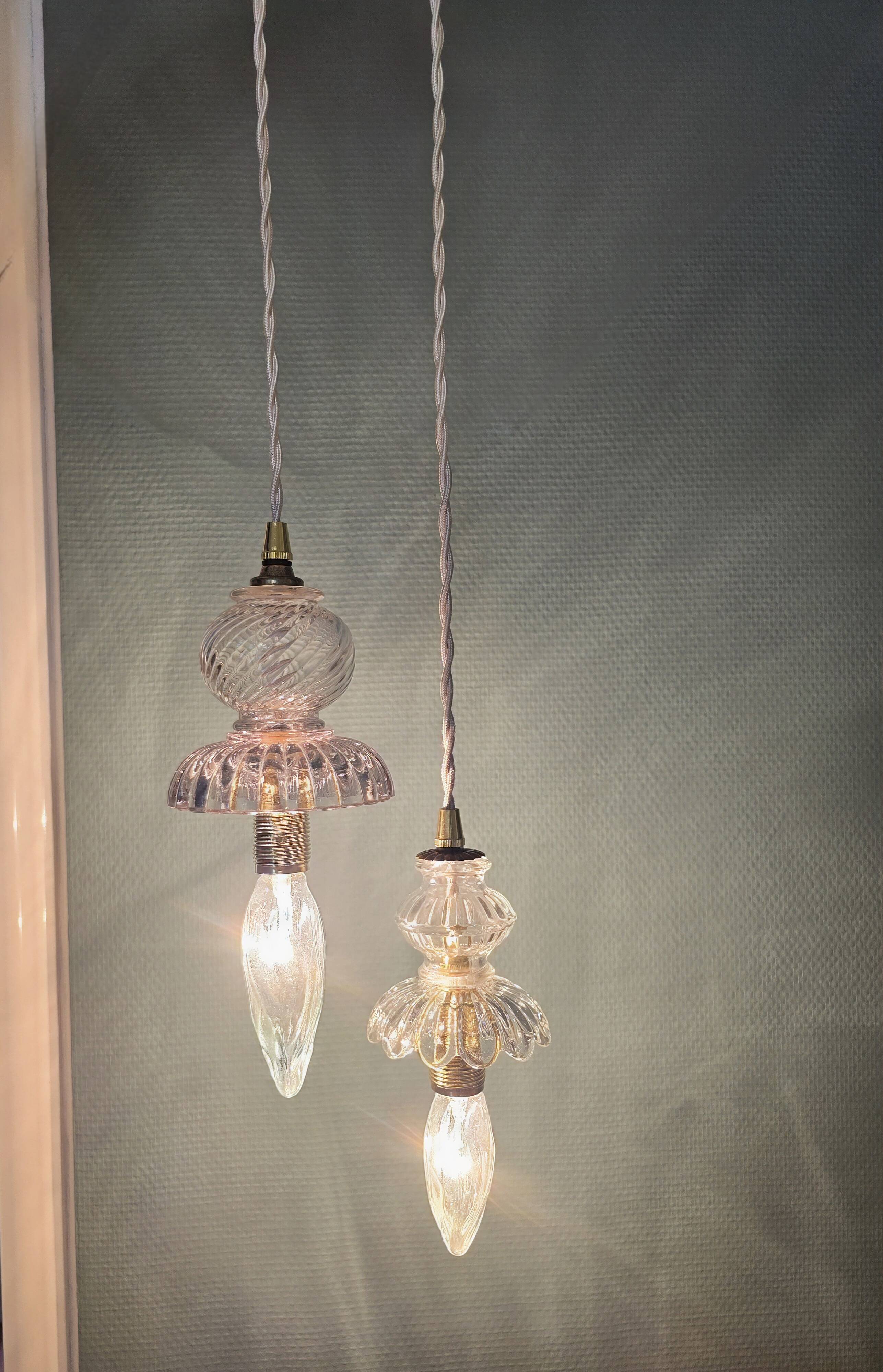 Suspension double en verre inspiration Murano
