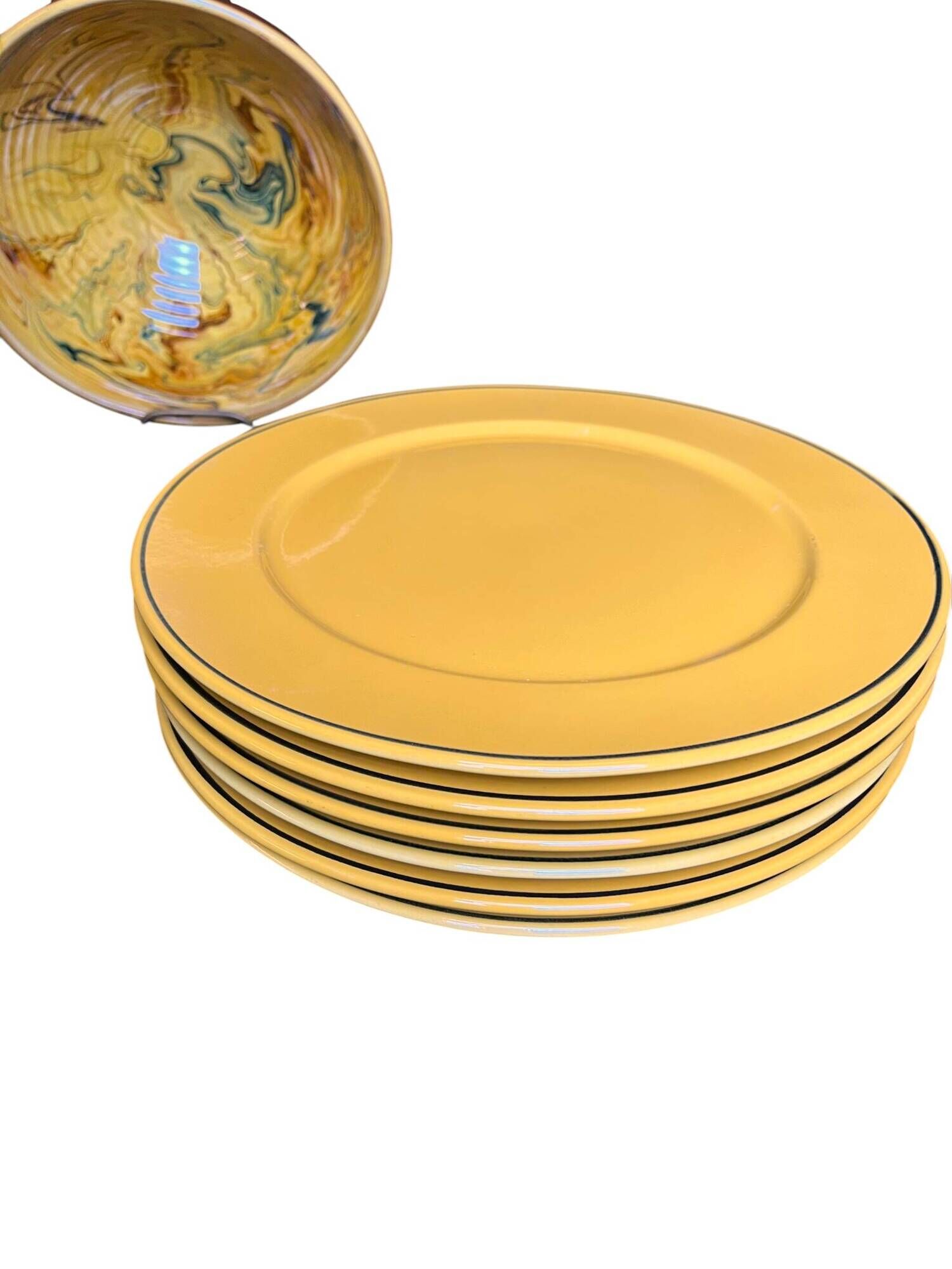 15-piece Provençal ceramic tableware and salad bowl set from the 20th century.