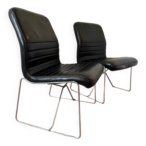 Fauteuils cuir noir design